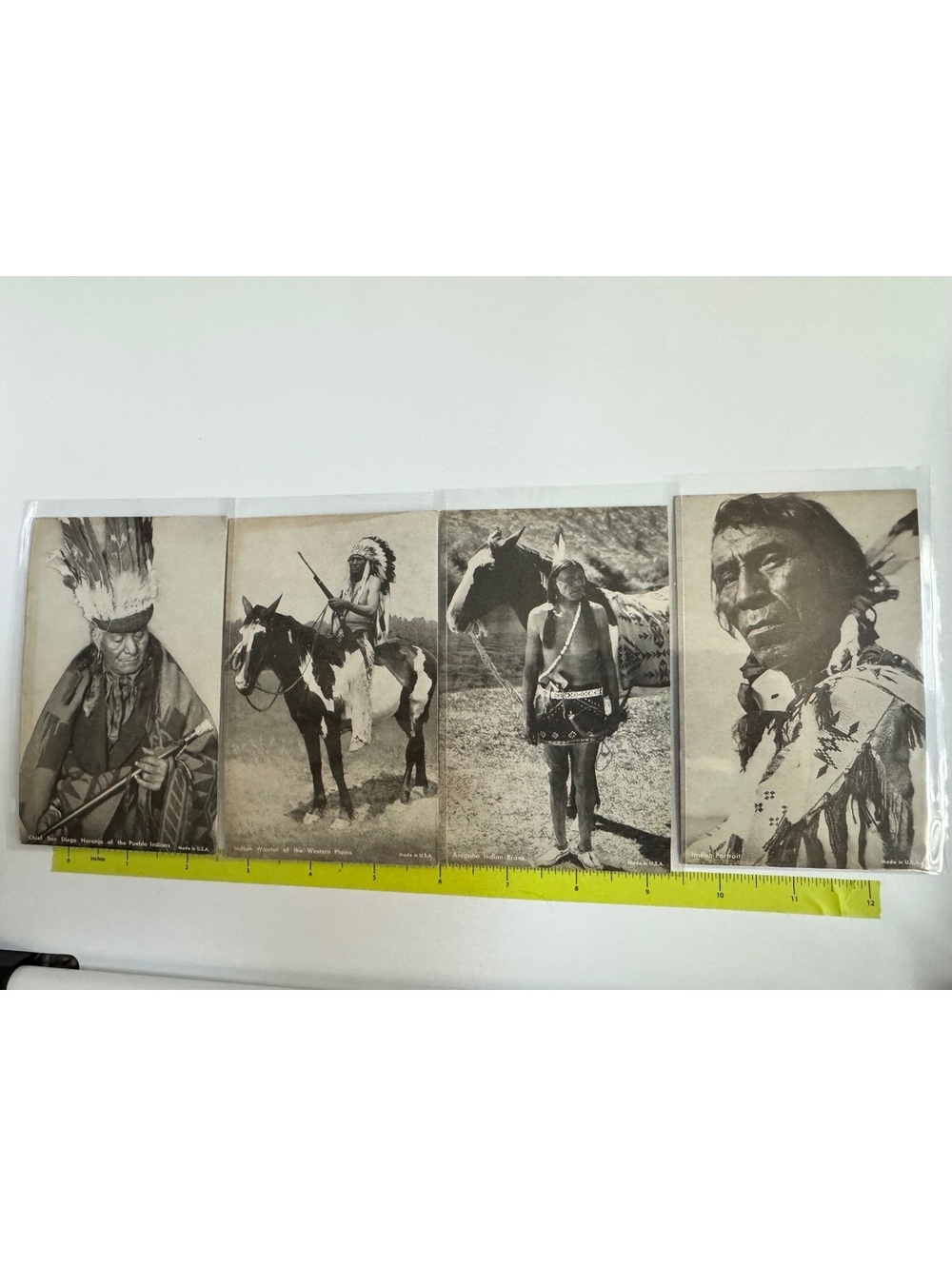 Vintage Black and White Native American Postcards Set of 4